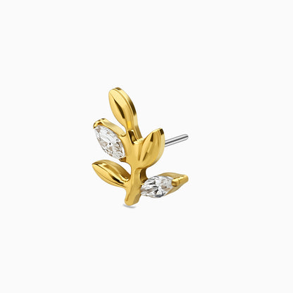 18Kt Gold PVD Titanium Threadless Leaf Top