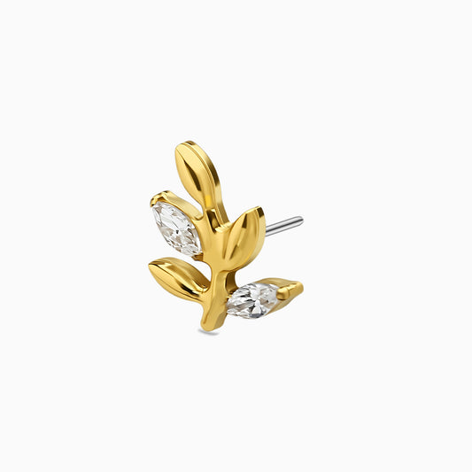 18Kt Gold PVD Titanium Threadless Leaf Top