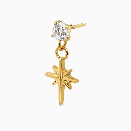 18Kt Gold PVD Titanium Threadless Dangle North Star Top