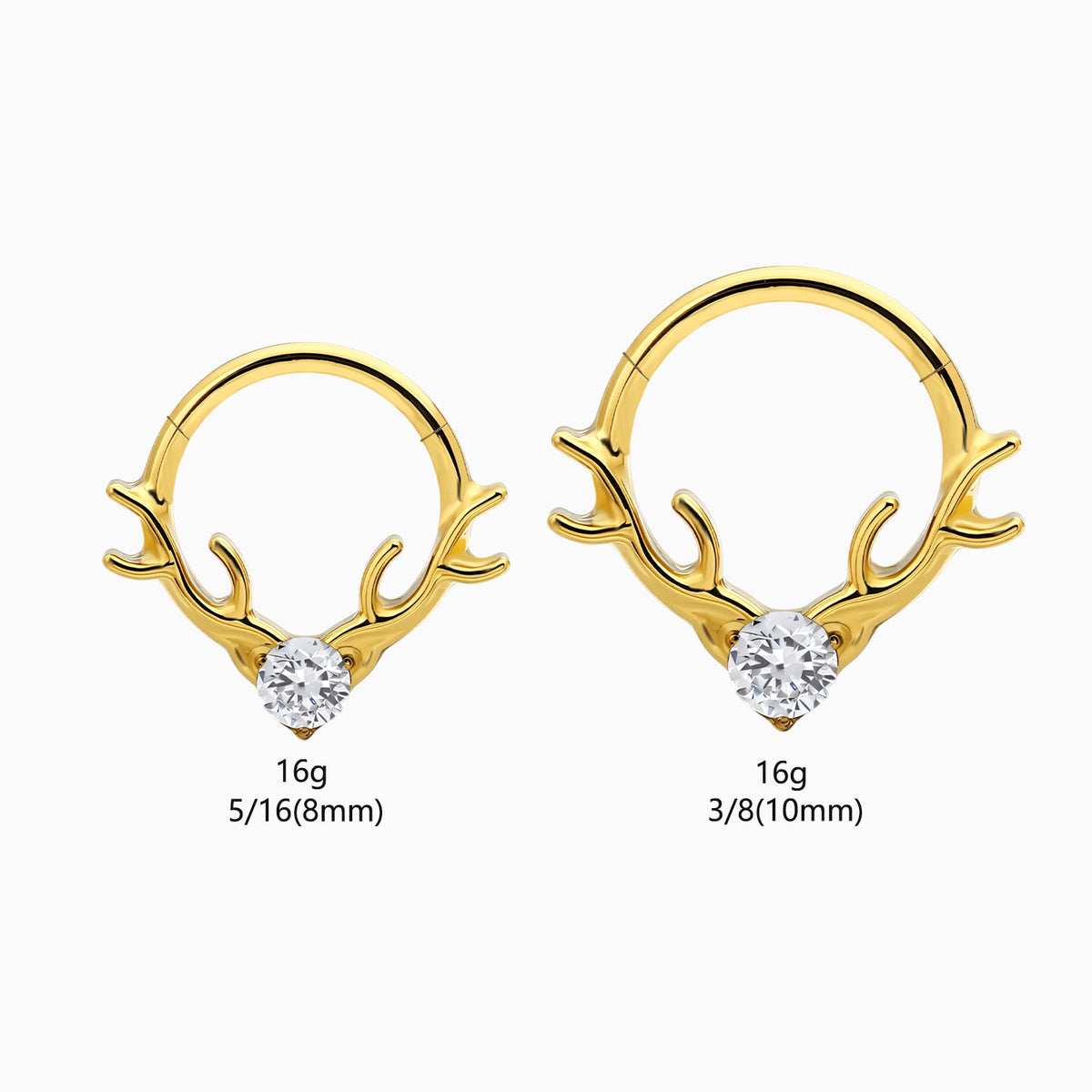 18Kt Gold PVD Titanium Antler Front Facing Hinged Clicker