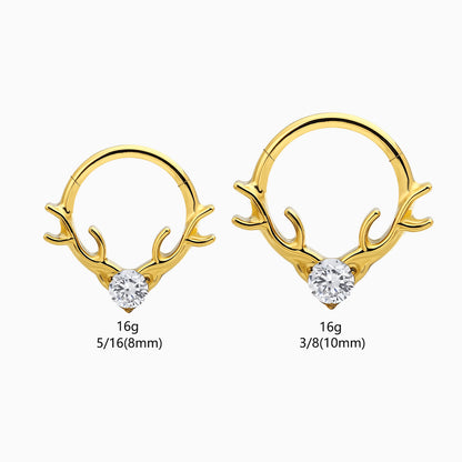 18Kt Gold PVD Titanium Antler Front Facing Hinged Clicker