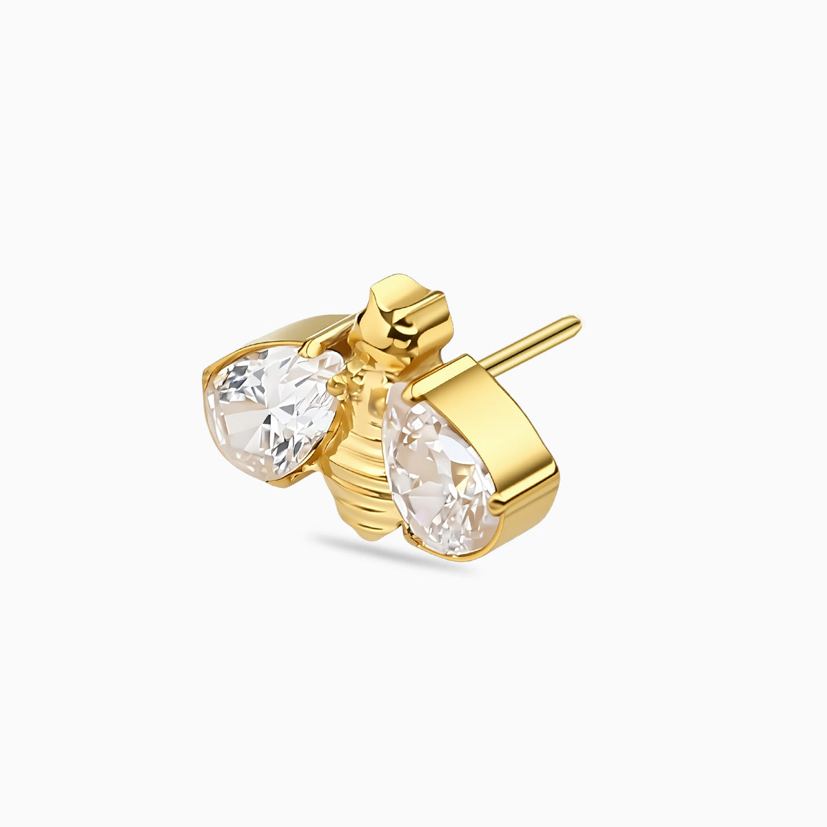 18Kt Gold PVD Titanium Threadless Bee Gem Top