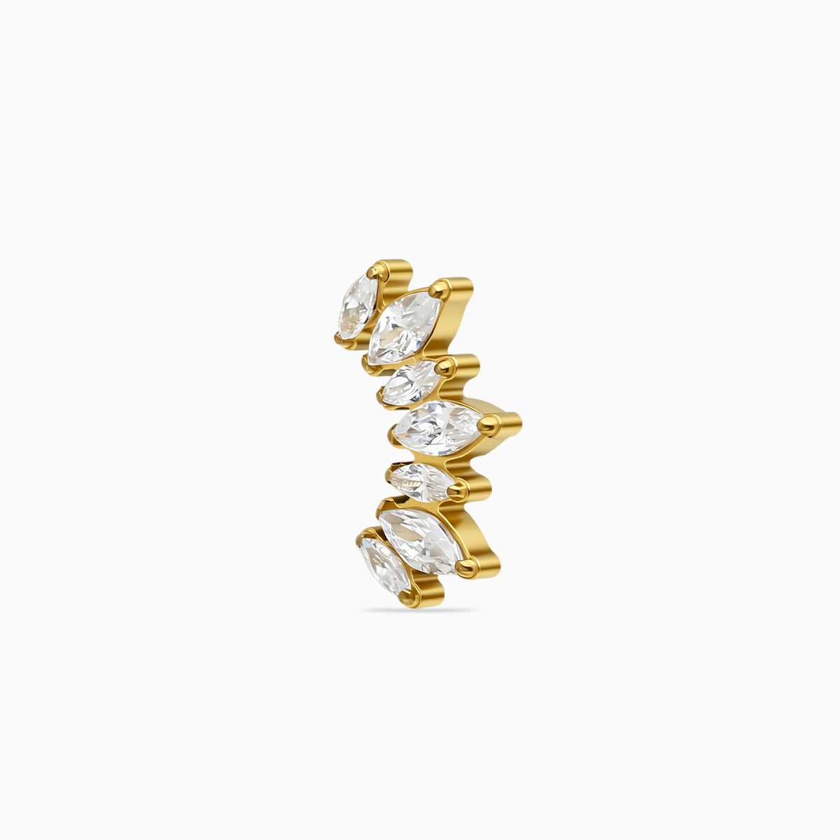 18K Gold PVD Titanium Internally Threaded Marquise CZ Crown Top