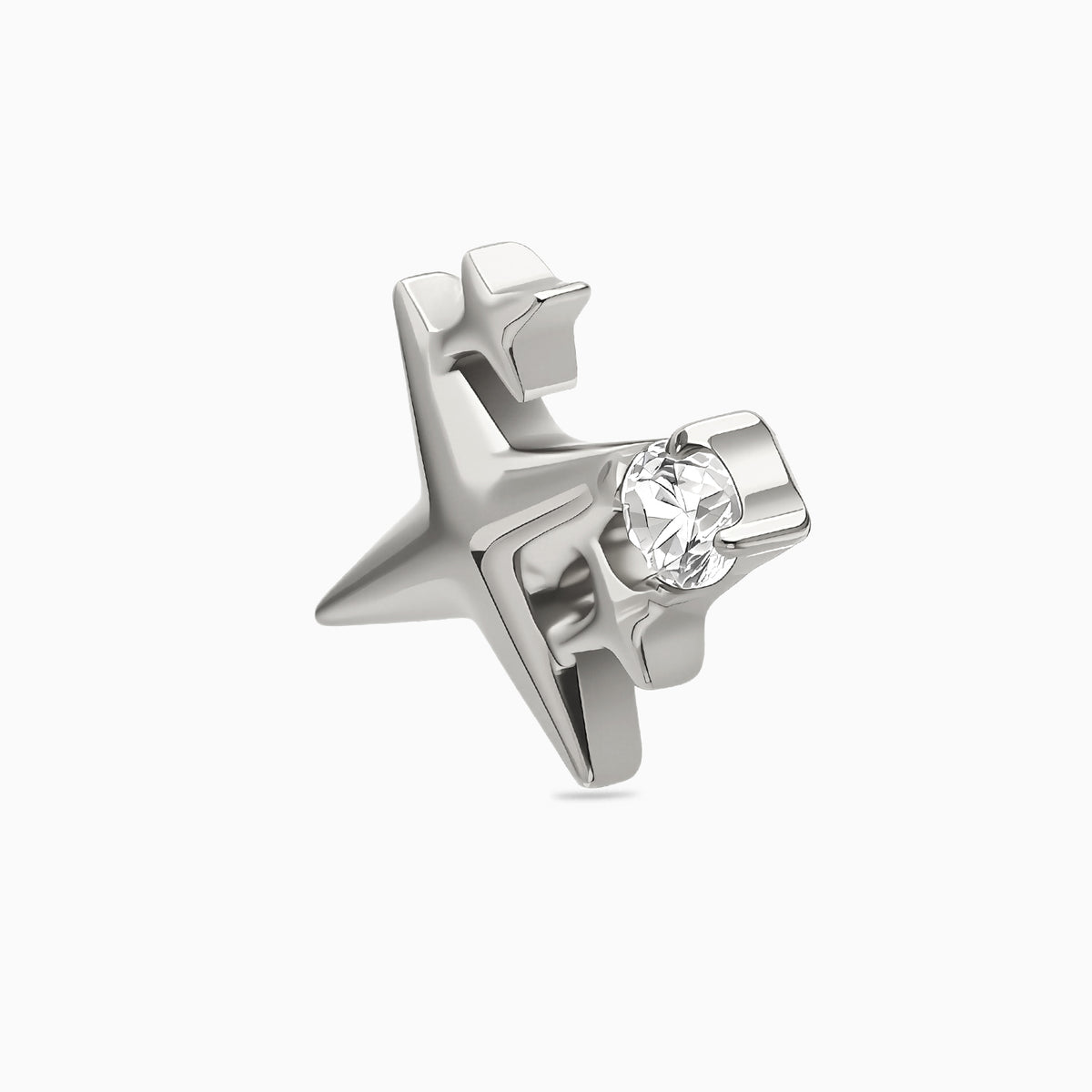 Titanium Threadless Shooting Star CZ Top