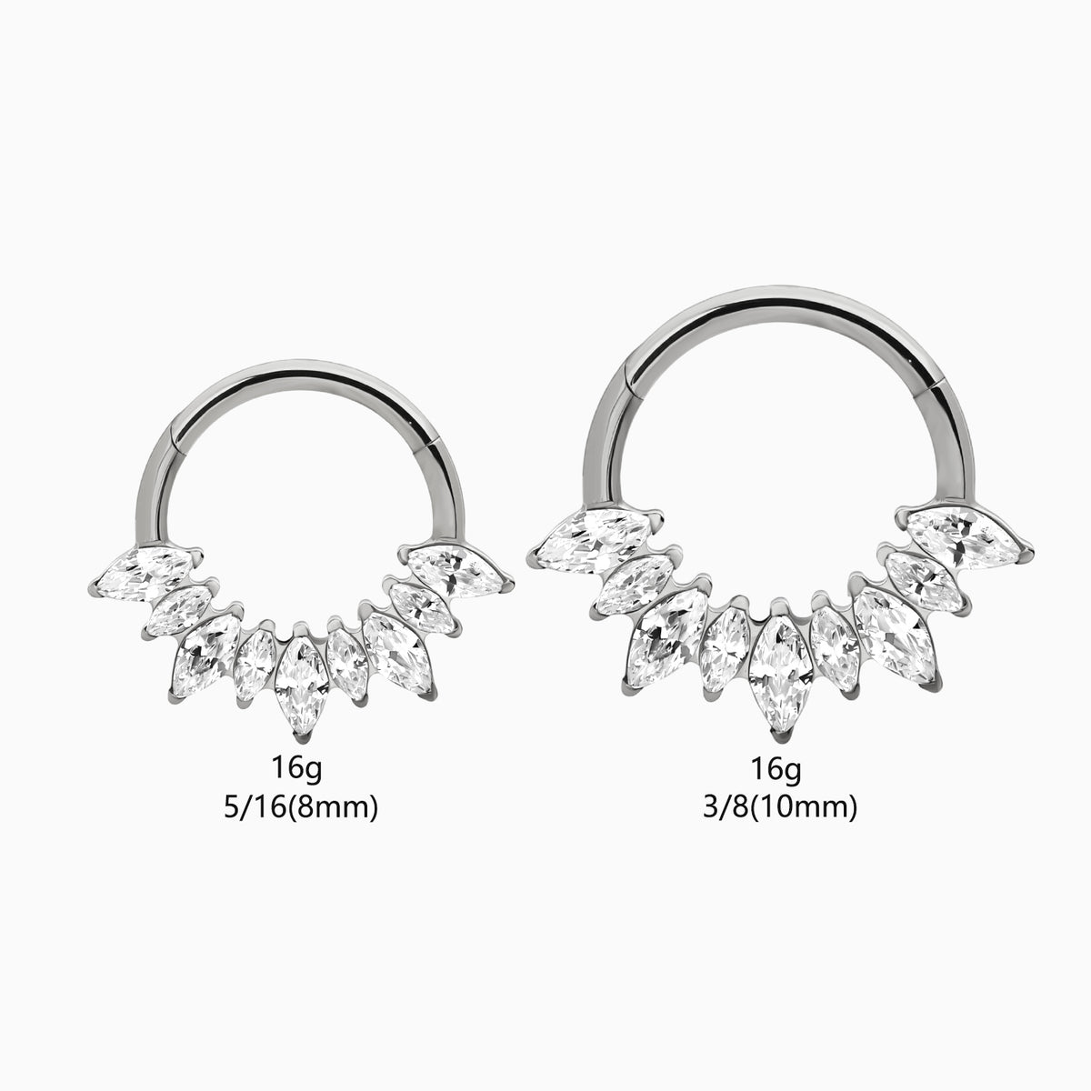 Titanium Marquise Gem Cluster Fan Front Facing Hinged Clicker