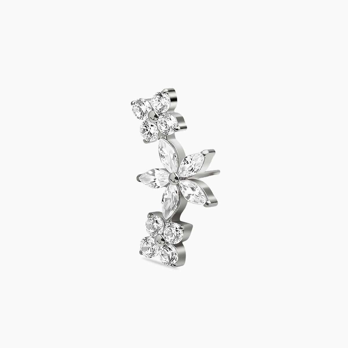 Titanium Threadless Floral Triple Cluster Top