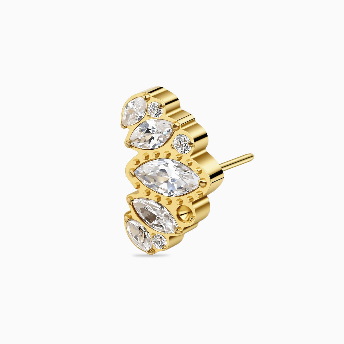 18Kt Gold PVD Titanium Threadless Crown Cluster Top