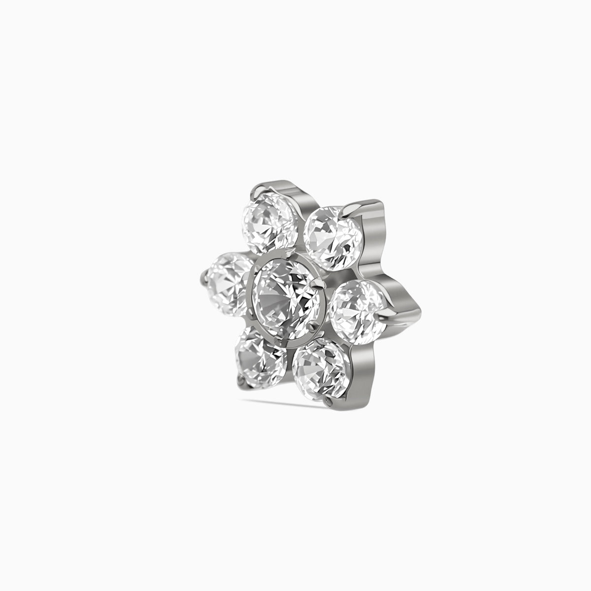 Titanium Internally Threaded CZ Six-Petal Flower Top