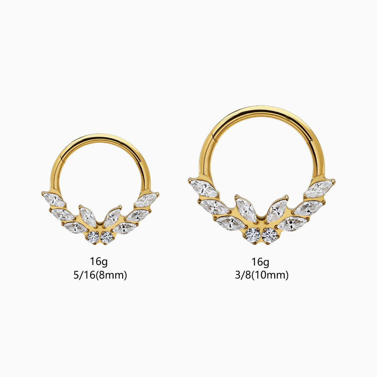 18Kt Gold PVD Titanium Marquise & Round Gem Cluster Hinged Segment Clicker