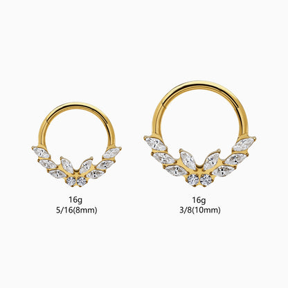 18Kt Gold PVD Titanium Marquise & Round Gem Cluster Hinged Segment Clicker