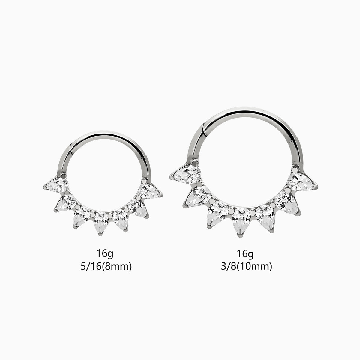 Titanium Pear Shape Gem Cluster Front Facing Hinged Segment Clicker