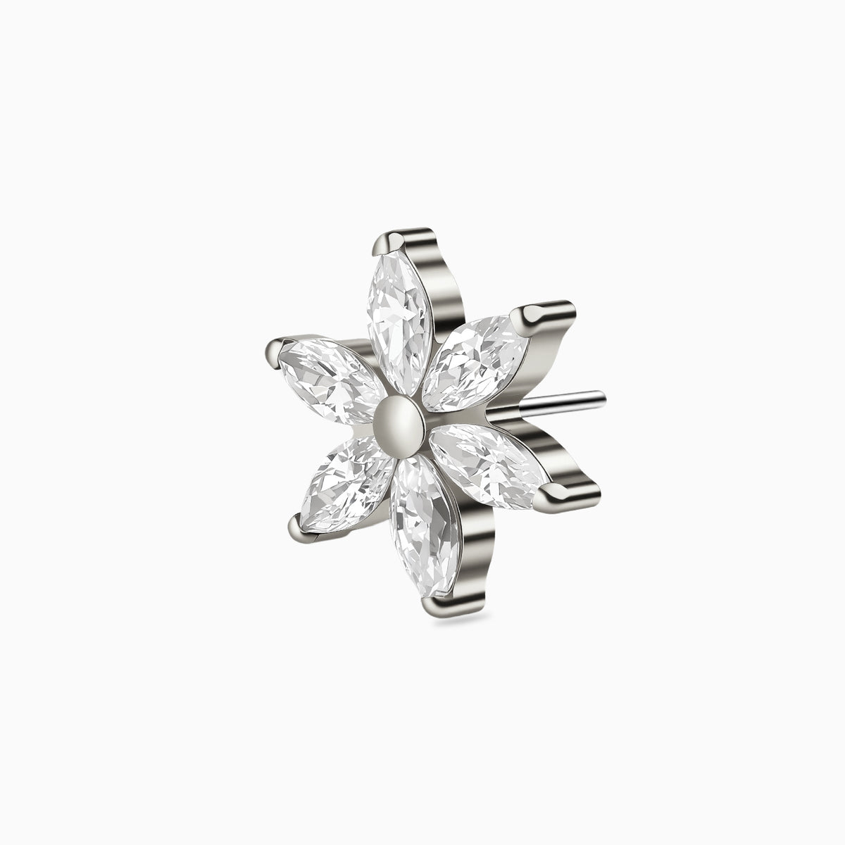Titanium Threadless Six-Petal Flower Gem Top.