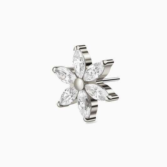 Titanium Threadless Six-Petal Flower Gem Top.