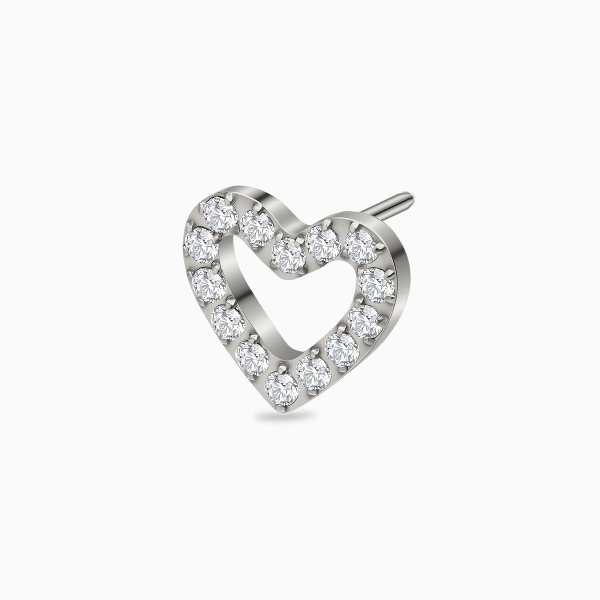 Titanium Threadless Open Heart Gem Top