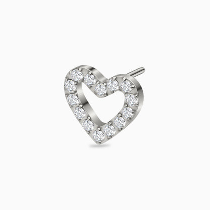 Titanium Threadless Open Heart Gem Top