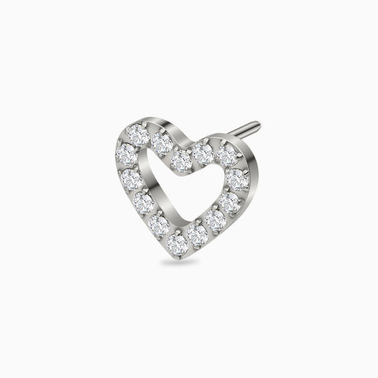 Titanium Threadless Open Heart Gem Top