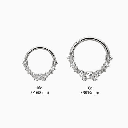 Titanium Moon and Star Gem Front Facing Hinged Segment Clicker