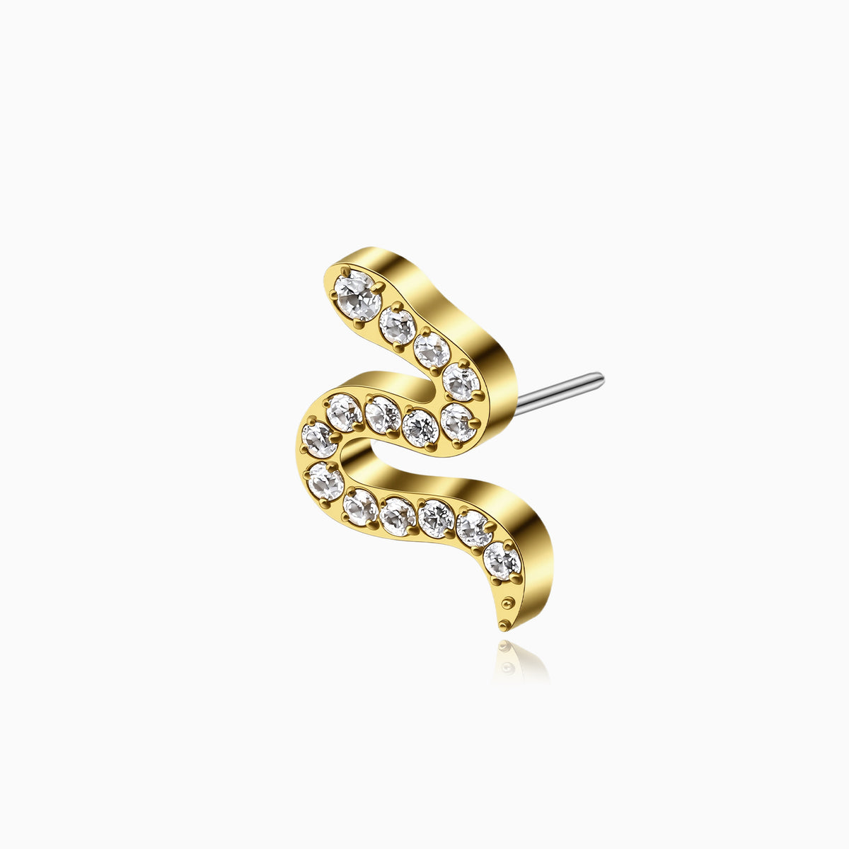 18Kt Gold PVD Titanium Threadless Paved Snake Top