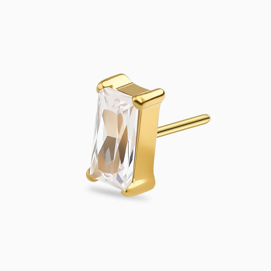 18Kt Gold PVD Titanium Threadless Rectangular Baguette Gem Top