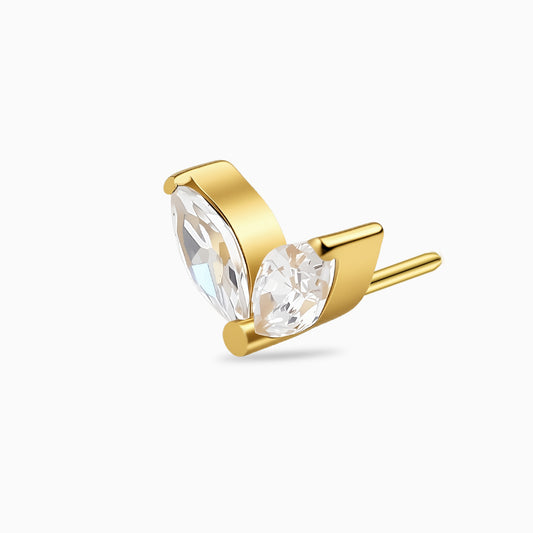 18Kt Gold PVD Titanium Threadless Double Marquise Gem Top