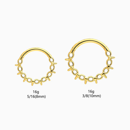 18Kt Gold PVD Titanium Spike Front Facing Hinged Clicker