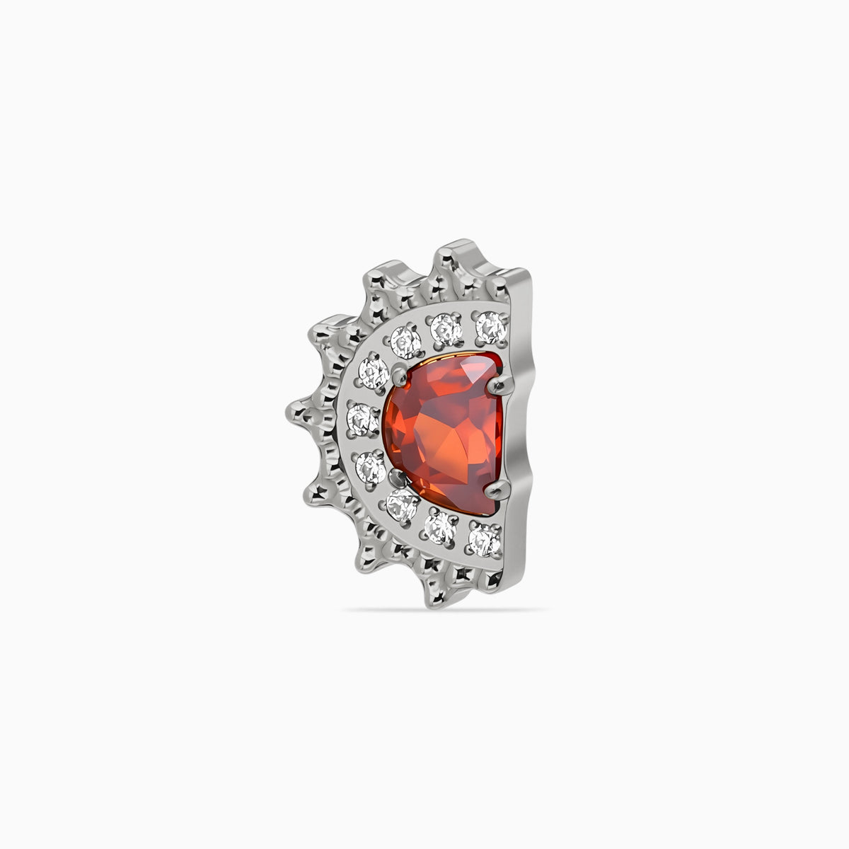 Titanium Internally Threaded Red CZ Sunburst Top