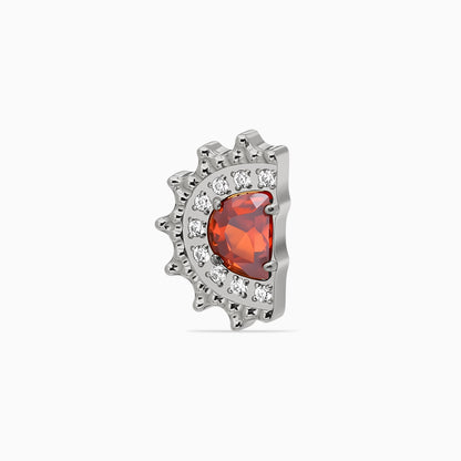 Titanium Internally Threaded Red CZ Sunburst Top