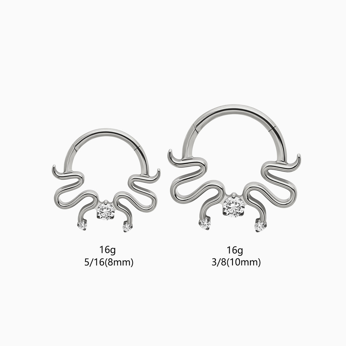 Titanium Snake Round Gem Front Facing Hinged Segment Clicker