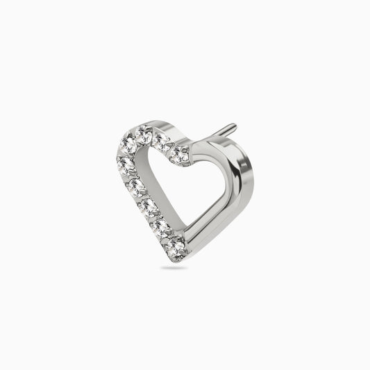 Titanium Threadless Half-Pave Heart Top