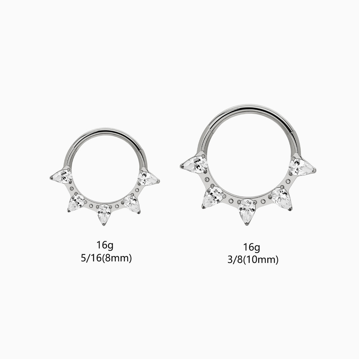 Titanium Pear Shape Gem Fan Front Facing Hinged Segment Clicker