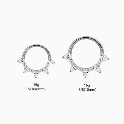 Titanium Pear Shape Gem Fan Front Facing Hinged Segment Clicker