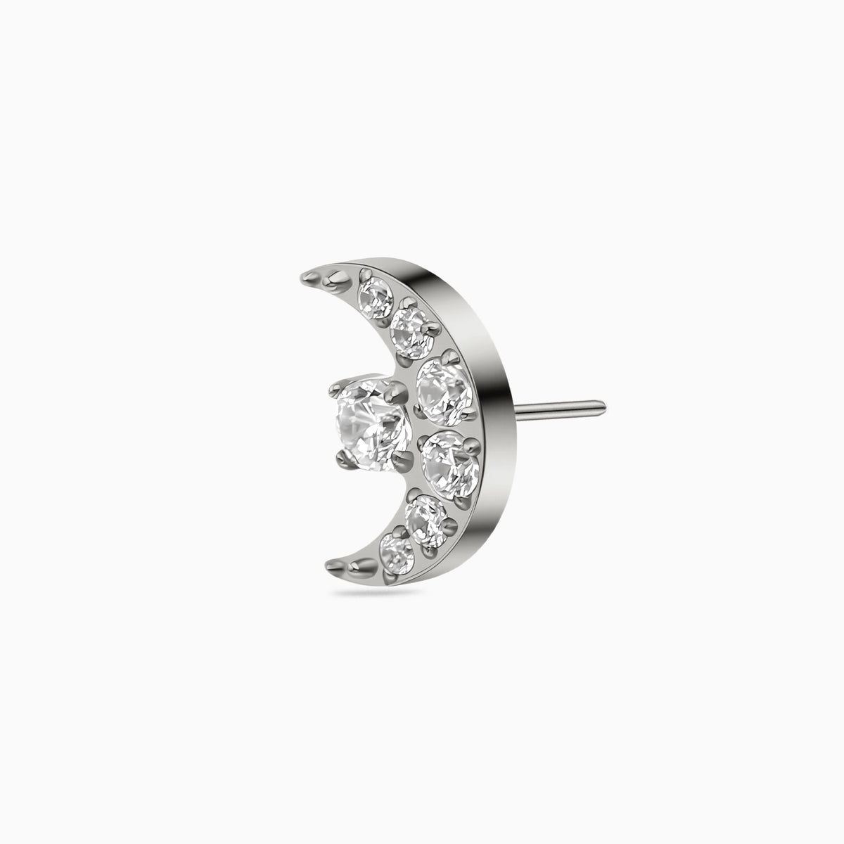 Titanium Threadless Celestial Moon CZ Top