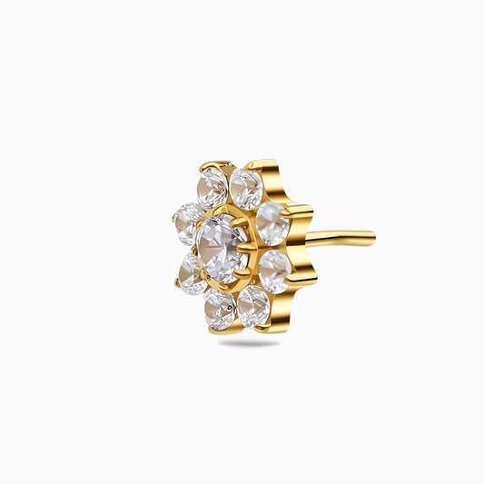 18Kt Gold PVD Titanium Threadless Daisy Cluster Gem Top