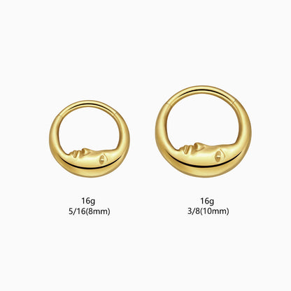 18Kt Gold PVD Titanium Crescent Moon Face Front Facing Hinged Segment Clicke