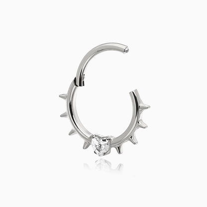 Titanium Spike Heart Gem Front Facing Hinged Segment Clicker