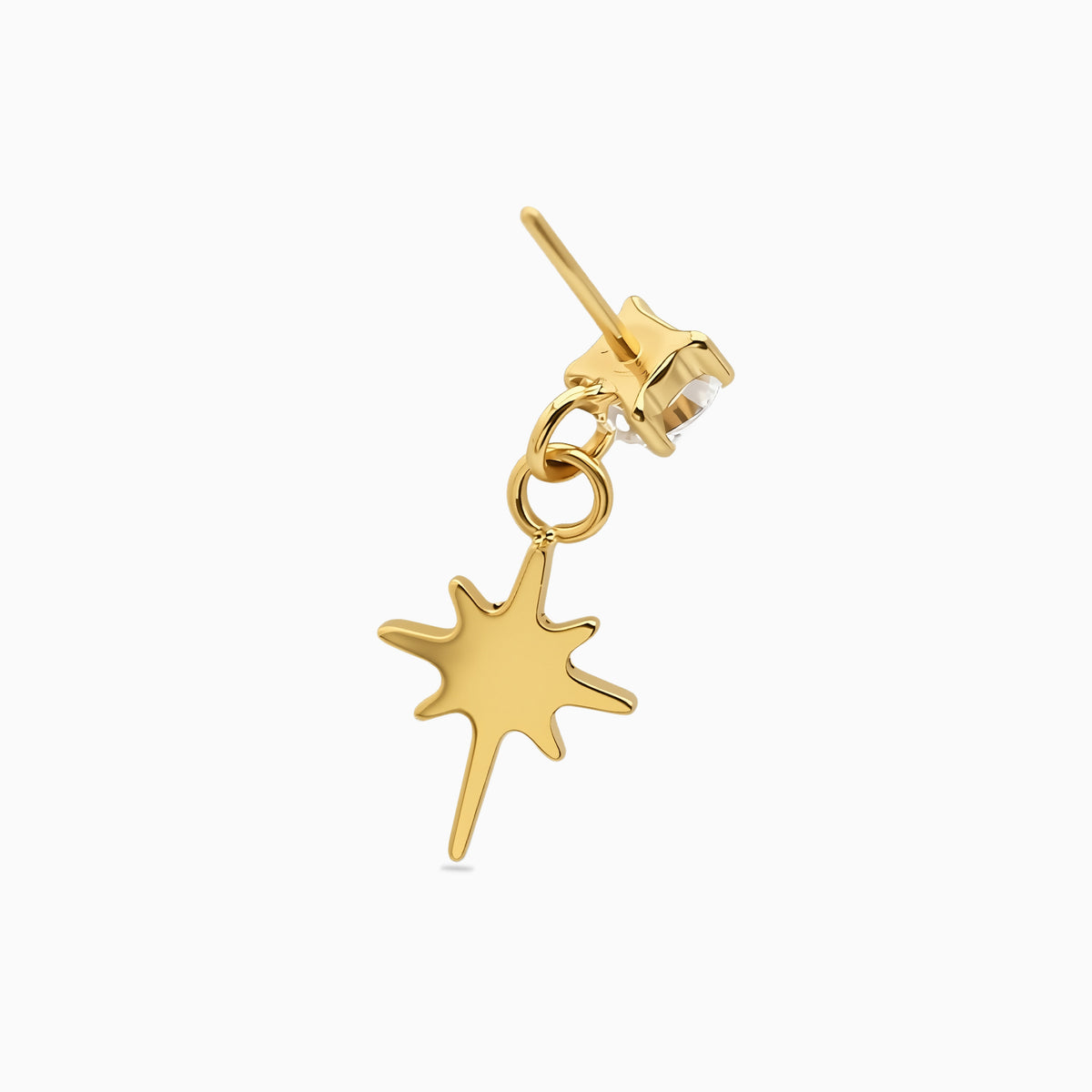 18Kt Gold PVD Titanium Threadless Dangle North Star Top