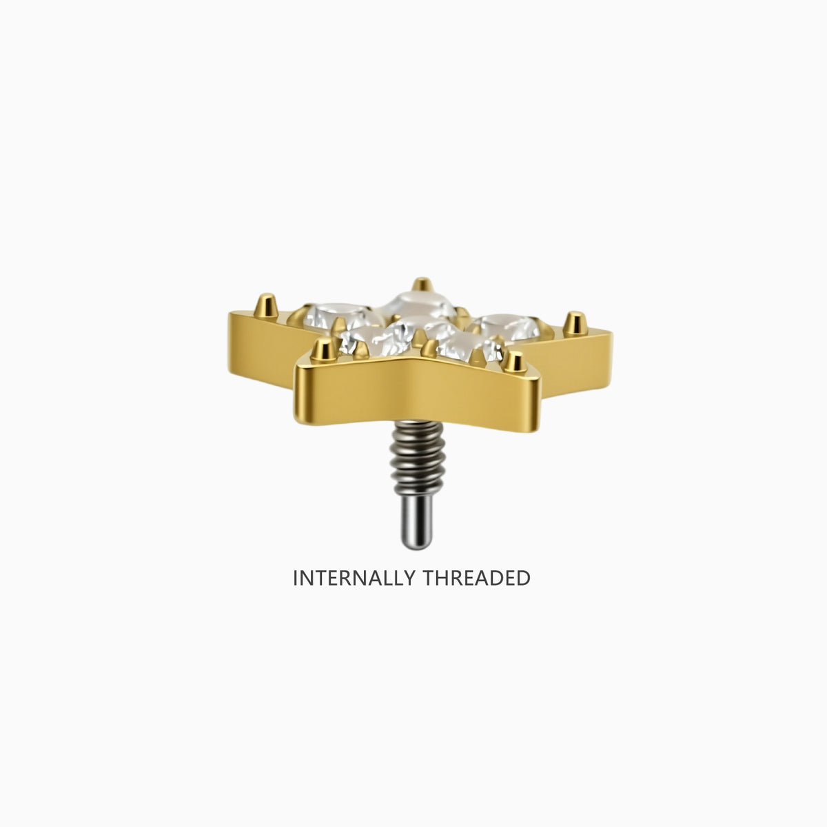 18K Gold PVD Titanium Internally Threaded CZ Star Top