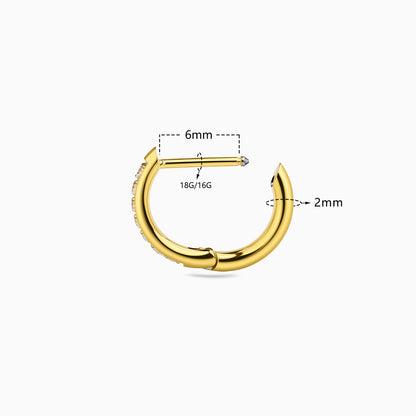 18Kt Gold PVD Titanium Hinged Pave D-Shape Hoop Ring