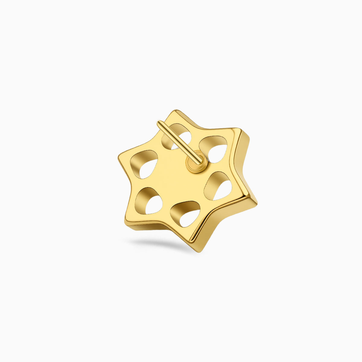 18Kt Gold PVD Titanium Threadless Open Star Gem Top