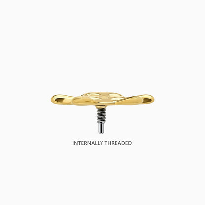 18K Gold PVD Titanium Internally Threaded Skull and Crossbones Top