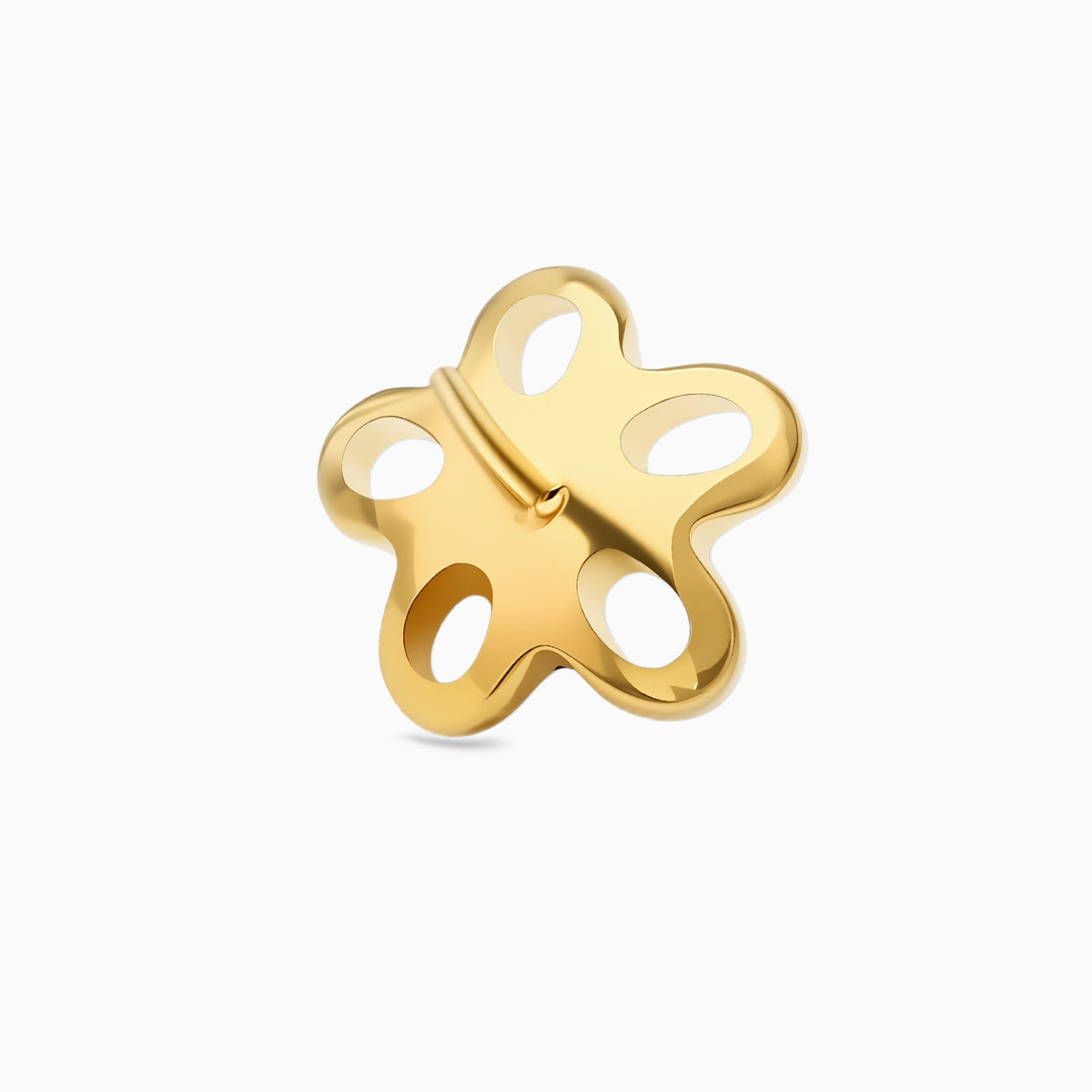 18Kt Gold PVD Titanium Threadless Open Flower Gem Top