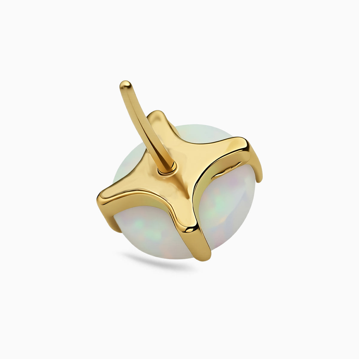 18Kt Gold PVD Titanium Threadless Prong  Synthetic Opal Top