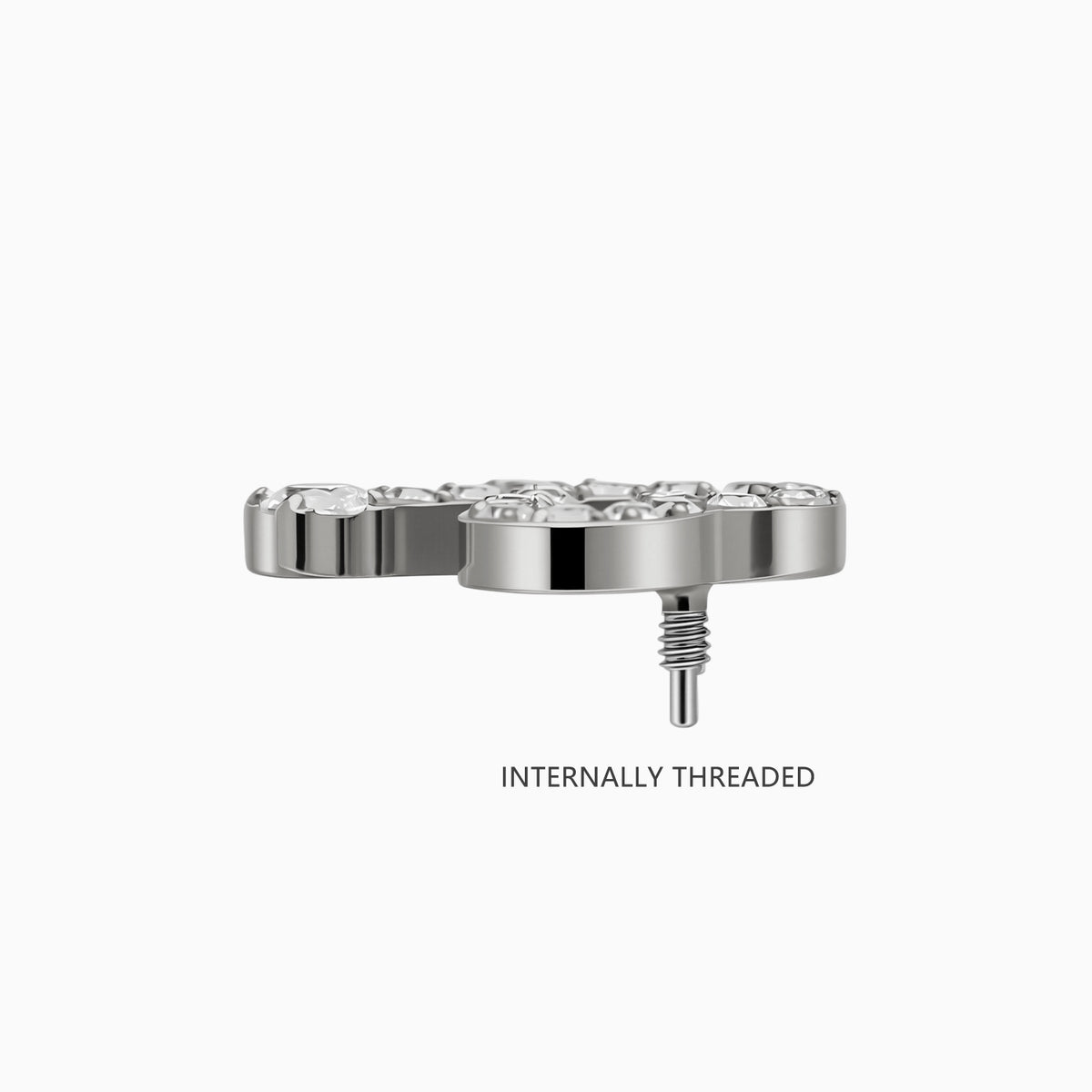 Titanium Internally Threaded CZ Heart Ribbon Top