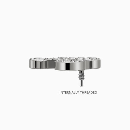 Titanium Internally Threaded CZ Heart Ribbon Top