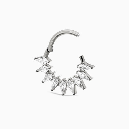 Titanium Kite Shape Gem Cluster Front Facing Hinged Segment Clicker