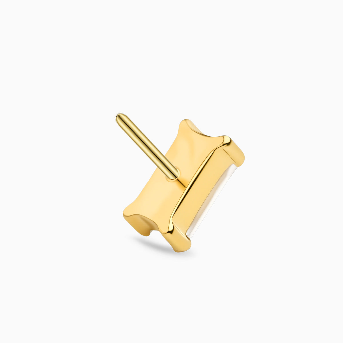 18Kt Gold PVD Titanium Threadless Rectangular Baguette Gem Top