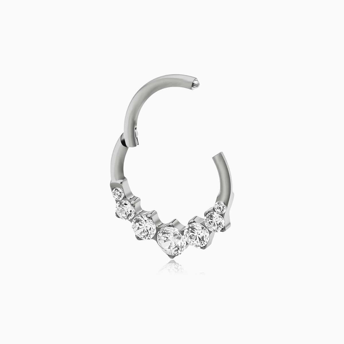 Titanium Graduated Round Gem Cluster Front Facing Hinged Segment Clicker