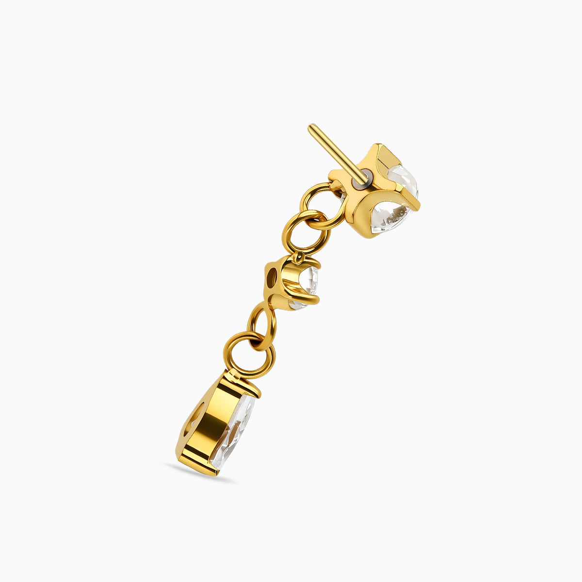 18Kt Gold PVD Titanium Threadless Dangle Gem Top
