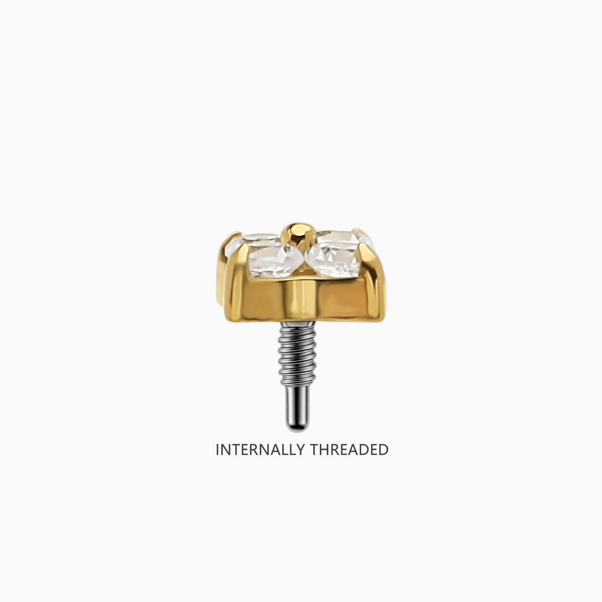 18K Gold PVD Internally Threaded 4-CZ Flower Top