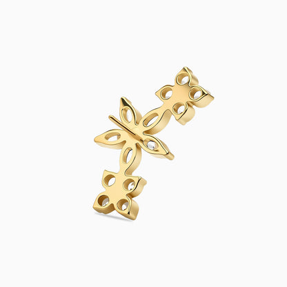 18Kt Gold PVD Titanium Threadless Floral Triple Cluster Top